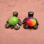 Painted Marble Stone Black Sea Turtle (1 stone figure approx. 2+ inches) Carved Colorful Turtle Figurine for collecting & decor!