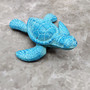 Small Metal Aqua Blue Sea Turtle Figurine (1 turtle figure approx. 3.75+ inches) Small Iron Blue Sea Turtle for coastal home decor & gifts!  Copyright 2025 SeaShellSupply.com.
