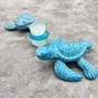 Small Metal Aqua Blue Sea Turtle Figurine (1 turtle figure approx. 3.75+ inches) Small Iron Blue Sea Turtle for coastal home decor & gifts!