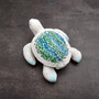 Beach Glass Sea Turtle Blue Green Mosaic Shell Figurine (1 sea turtle approx. 5.5 inches long) Glass Mosaic Shell Sea Turtle for home decor! Copyright 2025 SeaShellSupply.com.