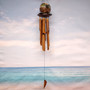 Hand Painted Coconut Sea Turtle Chime Green Orange Dot Design (1 windchime approx. 38 x 6.5 inches) Hanging Turtle Chime for patio decor!