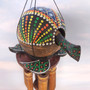 Hand Painted Coconut Sea Turtle Chime Green Orange Dot Design (1 windchime approx. 38 x 6.5 inches) Hanging Turtle Chime for patio decor!