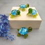 Swirl Glass Sea Turtle Figurine Green Blue (1 figure approx. 1.5 inches) Swirly Green Blue Glass Sea Turtle for gifts décor & collecting!