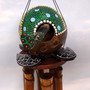 Painted Coconut Sea Turtle Bamboo Wind Chime Purple Green (1 windchime approx. 30 x 6.5 inches) Hanging Sea Turtle Chime for patio decor!