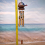 Painted Coconut Sea Turtle Bamboo Wind Chime Red Dot (1 chime approx. 30 x 5 inches) Hanging Painted Sea Turtle Chime for patio decor! Copyright 2025 SeaShellSupply.com.