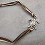 Sea Turtle Charm Bracelet Brown Green White Cord (approx. 5-7+ inches AROUND) Olive Green Brown Sea Turtle String Bracelet Jewelry to gift!