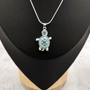Aqua Rhinestone Sea Turtle Pendant Necklace (approx. 16+ inches AROUND) Teal Sea Turtle Jewelry a gift for ocean & sea turtle enthusiast!