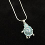 Aqua Rhinestone Sea Turtle Pendant Necklace (approx. 16+ inches AROUND) Teal Sea Turtle Jewelry a gift for ocean & sea turtle enthusiast!