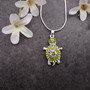 Green Sea Turtle Necklace Silver Rhinestone Pendant (approx. 16+ inches AROUND) Colorful Sea Turtle Jewelry a gift for ocean life lovers! Copyright 2025 SeaShellSupply.com.