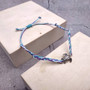 Sea Turtle Bracelet Braided Cord Light Blue Purple White (approx. 5-7+ inches AROUND) Blue Purple String Sea Turtle Bracelet to gift! Copyright 2025 SeaShellSupply.com.