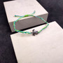 Sea Turtle Bracelet Braided Cord Teal Lime Green White (approx. 5-7+ inches AROUND) Aqua Green White String Sea Turtle Bracelet to gift! Copyright 2025 SeaShellSupply.com.