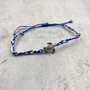 Sea Turtle Bracelet Braided Cord Navy Blue White (approx. 5-7+ inches AROUND) Navy Royal Blue White Knit String Sea Turtle Bracelet to gift! Copyright 2025 SeaShellSupply.com.