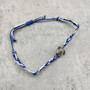 Sea Turtle Bracelet Braided Cord Navy Blue White (approx. 5-7+ inches AROUND) Navy Royal Blue White Knit String Sea Turtle Bracelet to gift! Copyright 2025 SeaShellSupply.com.