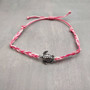 Sea Turtle Bracelet Braided Cord Magenta Pink White (approx. 5-7+ inches AROUND) Rose Blush White Knit String Sea Turtle Bracelet to gift! Copyright 2025 SeaShellSupply.com.