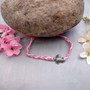 Sea Turtle Bracelet Braided Cord Magenta Pink White (approx. 5-7+ inches AROUND) Rose Blush White Knit String Sea Turtle Bracelet to gift! Copyright 2025 SeaShellSupply.com.