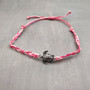 Sea Turtle Bracelet Braided Cord Magenta Pink White (approx. 5-7+ inches AROUND) Rose Blush White Knit String Sea Turtle Bracelet to gift!