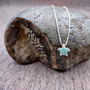 Silver Tone Sea Turtle Pendant Necklace Turquoise Shell with Crystal Accents (approx 16 inches AROUND) Aqua Silver charm for any look. Copyright 2025 SeaShellSupply.com.