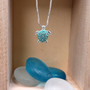 Silver Tone Sea Turtle Pendant Necklace Turquoise Shell with Crystal Accents (approx 16 inches AROUND) Aqua Silver charm for any look. Copyright 2025 SeaShellSupply.com.
