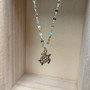 Sea Turtle Necklace Blue Gold Color (1 necklace approx. 16+ inches AROUND) Gold Tone Light Blue Sea Turtle charm necklace for gifting! Copyright 2025 SeaShellSupply.com.
