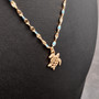 Sea Turtle Necklace Blue Gold Color (1 necklace approx. 16+ inches AROUND) Gold Tone Light Blue Sea Turtle charm necklace for gifting!