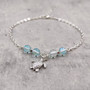 Sea Turtle Anklet Aqua Blue Beads Silver Color (approx. 9+ inches AROUND) Cute Blue Sea Turtle Charm Anklet for any beachy outfit! Copyright 2025 SeaShellSupply.com.