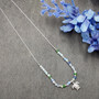 Sea Turtle Charm Necklace Blue Green White Beads Silver Color (approx. 14+ inches AROUND) Sea Turtle Necklace Jewelry for seaside wear! Copyright 2025 SeaShellSupply.com.