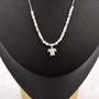 Sea Turtle Charm Necklace Pink Peach White Beads Silver Color (approx. 14+ inches AROUND) Sea Turtle Necklace Jewelry for seaside wear!
