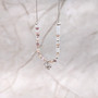 Sea Turtle Charm Necklace Pink Peach White Beads Silver Color (approx. 14+ inches AROUND) Sea Turtle Necklace Jewelry for seaside wear!