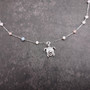 Sea Turtle Charm Necklace Delicate Pink Purple Beads Silver Color (approx. 14+ inches AROUND) Silver Sea Turtle Chain for resort wear! Copyright 2025 SeaShellSupply.com.