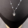 Sea Turtle Charm Necklace Delicate White Beads Silver Color (approx. 14+ inches AROUND) White Beads Silver Sea Turtle Chain for resort wear! Copyright 2025 SeaShellSupply.com.