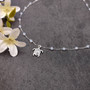 Sea Turtle Charm Necklace Delicate White Beads Silver Color (approx. 14+ inches AROUND) White Beads Silver Sea Turtle Chain for resort wear! Copyright 2025 SeaShellSupply.com.
