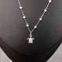 Sea Turtle Charm Necklace Delicate White Beads Silver Color (approx. 14+ inches AROUND) White Beads Silver Sea Turtle Chain for resort wear!