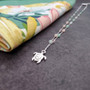 Sea Turtle Charm Necklace Delicate Green Peach White Beads (approx. 14+ inches AROUND) Silver Sea Turtle Necklace great for gifting! Copyright 2025 SeaShellSupply.com.