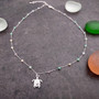 Sea Turtle Charm Necklace Delicate Green Peach White Beads (approx. 14+ inches AROUND) Silver Sea Turtle Necklace great for gifting! Copyright 2025 SeaShellSupply.com.