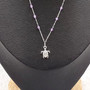 Sea Turtle Charm Necklace Delicate Purple Beads Silver Color (approx. 14+ inches AROUND) Violet Silver Sea Turtle Chain for resort wear! Copyright 2025 SeaShellSupply.com.