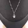 Sea Turtle Charm Necklace Delicate Purple Beads Silver Color (approx. 14+ inches AROUND) Violet Silver Sea Turtle Chain for resort wear! Copyright 2025 SeaShellSupply.com.
