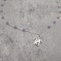 Sea Turtle Charm Necklace Delicate Purple Beads Silver Color (approx. 14+ inches AROUND) Violet Silver Sea Turtle Chain for resort wear!