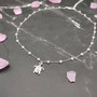 Sea Turtle Charm Necklace Delicate Pink Beads Silver Color (approx. 14+ inches AROUND) Silver Sea Turtle Charm Necklace for resort wear! Copyright 2025 SeaShellSupply.com.