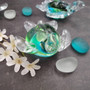 Glass Sea Turtle Figurine Spiral Aqua Green (1 figure approx. 4.5 inches long) Blue Green Glass Sea Turtle for home decor & gifting! Copyright 2025 SeaShellSupply.com.