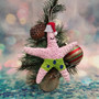 Pink Cartoon Starfish Christmas Ornament (1 Seastar approx. 4+ inches) Hanging Xmas Tree Starfish Ornament for gifting & holiday decor! Copyright 2025 SeaShellSupply.com.