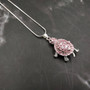 Pink Sea Turtle Necklace Silver Rhinestone Pendant (approx. 16+ inches AROUND) Colorful Sea Turtle Jewelry a gift for ocean life enthusiast! Copyright 2025 SeaShellSupply.com.
