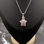 Pink Sea Turtle Necklace Silver Rhinestone Pendant (approx. 16+ inches AROUND) Colorful Sea Turtle Jewelry a gift for ocean life enthusiast! Copyright 2025 SeaShellSupply.com.