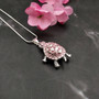 Pink Sea Turtle Necklace Silver Rhinestone Pendant (approx. 16+ inches AROUND) Colorful Sea Turtle Jewelry a gift for ocean life enthusiast! Copyright 2025 SeaShellSupply.com.