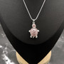 Pink Sea Turtle Necklace Silver Rhinestone Pendant (approx. 16+ inches AROUND) Colorful Sea Turtle Jewelry a gift for ocean life enthusiast!