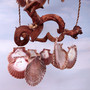 Rustic Driftwood Scallop Seashell Wind Chime (1 chime approx. 9 x 21 inches) Natural brown scallop shell wind chime for home decor!
