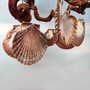 Rustic Driftwood Scallop Seashell Wind Chime (1 chime approx. 9 x 21 inches) Natural brown scallop shell wind chime for home decor!