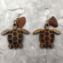 Wooden Sea Turtle Sea Glass Earrings (2 earrings approx. 1+ inches) Wood Sea Turtle Earrings Man Made Seaglass for beach fashion & gifts!