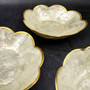 Gold Edged Round Capiz Shell Bowl (One shell dish approx. 6+ inches) Small elegant coastal accent dish for collecting home décor & display!