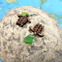 Wood Sea Turtle Green Sea Glass Earrings (1 pair approx. 3/4+ inches) Man Made Sea Glass Green Sea Turtle Earrings for fashion & gifts!