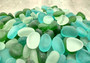 Beach Glass Blue Green White Assorted Frosted Tumbled Rounded Pebbles (approx. 1 kilogram 1+ inches) Man Made Beach Glass for crafts & more!